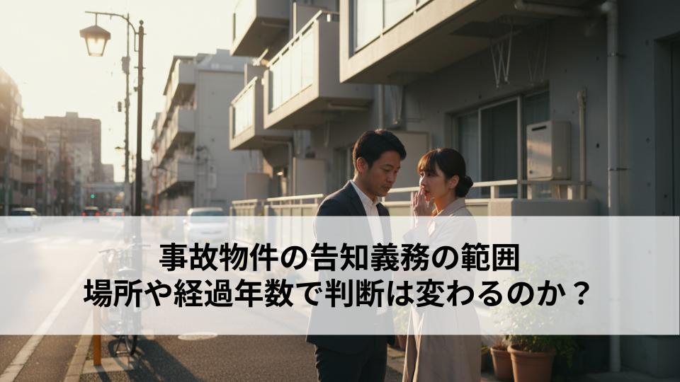 事故物件の告知義務の範囲とは場所や経過年数で判断は変わるのか?